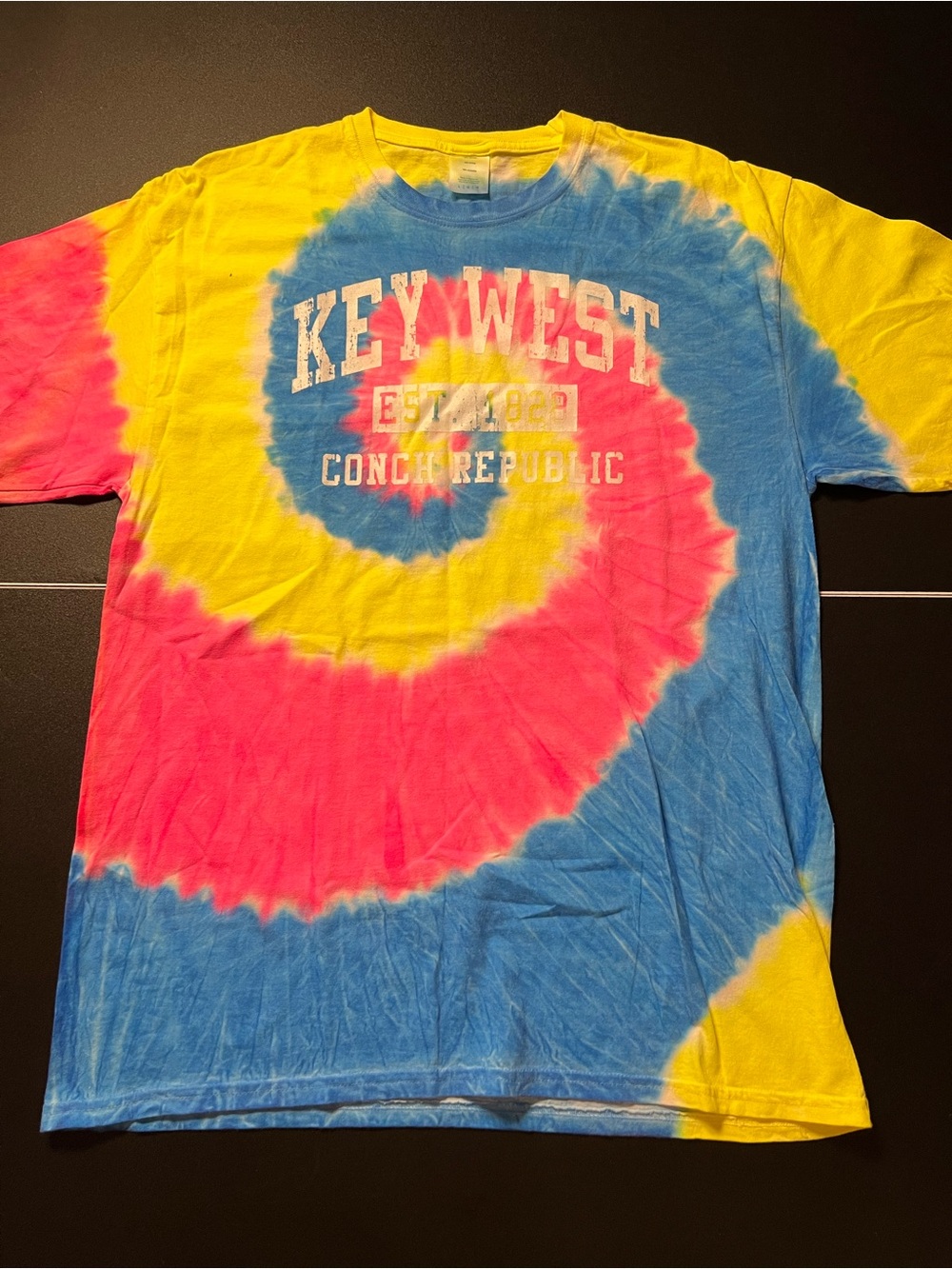 Key West Tie-Dye Kids T-Shirt - Yellow Blue Pink size L